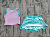 Pre-order GSD4083 baby girls purple sleeveless  scales scalloped skirt Outfits yoga