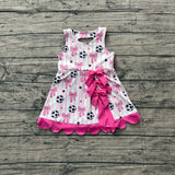 Pre-order GSD4100 girls soccer bow stripe sleeveless scalloped dress yoga