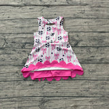 Pre-order GSD4100 girls soccer bow stripe sleeveless scalloped dress yoga