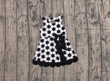 Pre-order GSD4102 girls soccer black white bow sleeveless scalloped dress yoga