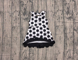 Pre-order GSD4102 girls soccer black white bow sleeveless scalloped dress yoga