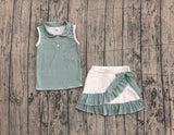 Pre-order GSD4175 baby girls black sleeveless scalloped skirt Outfits yoga