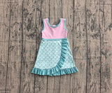 Pre-order GSD4125 girls pink blue Fish scales sleeveless dress yoga