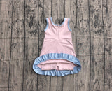 Pre-order GSD4129 girls pink blue sleeveless floral dress yoga