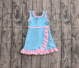 Pre-order GSD4130 girls pink blue sleeveless floral dress yoga