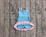 Pre-order GSD4130 girls pink blue sleeveless floral dress yoga