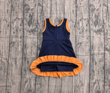 Pre-order GSD4131 girls navy orange sleeveless floral dress yoga
