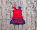 Pre-order GSD4132 girls red navy sleeveless floral dress yoga