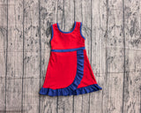 Pre-order GSD4132 girls red navy sleeveless floral dress yoga