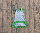 Pre-order GSD4136 girls blue green sleeveless floral dress yoga