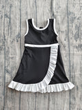 Pre-order GSD4140 girls soccer bow stripe sleeveless scalloped dress yoga