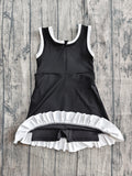 Pre-order GSD4140 girls soccer bow stripe sleeveless scalloped dress yoga