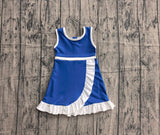 Pre-order GSD4141 girls white blue sleeveless floral dress yoga