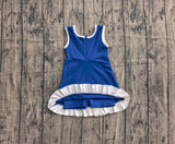 Pre-order GSD4141 girls white blue sleeveless floral dress yoga
