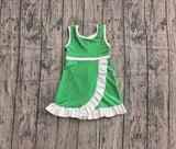 Pre-order GSD4143 girls white green sleeveless floral dress yoga