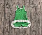 Pre-order GSD4143 girls white green sleeveless floral dress yoga
