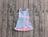 Pre-orders girls blue pink sleeveless floral dress yoga