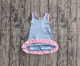 Pre-orders girls blue pink sleeveless floral dress yoga