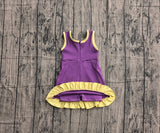 Pre-order GSD4147 girls yellow purple sleeveless floral dress yoga