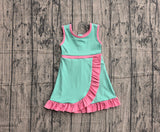 Pre-order GSD4149  girls pink green sleeveless floral dress yoga