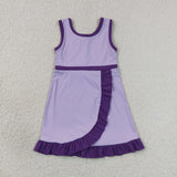 GSD4151 girls puple sleeveless floral dress yoga