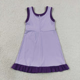 GSD4151 girls puple sleeveless floral dress yoga