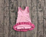 Pre-order GSD4152 girls pink sleeveless floral dress yoga