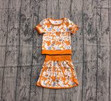 Pre-order GSD4181 Girls team T bow orange shortsleeve skirt outfits yoga