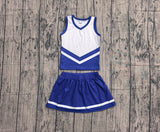 Pre-order GSD4190 girls blue white sleeveless skirt outfits yoga
