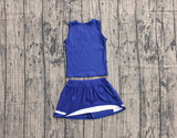 Pre-order GSD4190 girls blue white sleeveless skirt outfits yoga