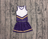 Pre-order GSD4193 girls purple white golden sleeveless skirt outfits yoga