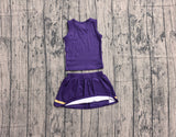 Pre-order GSD4193 girls purple white golden sleeveless skirt outfits yoga