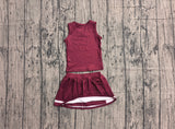 Pre-order GSD4195 girls red white sleeveless skirt outfits yoga