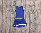 Pre-order GSD4196 girls blue white golden sleeveless skirt outfits yoga