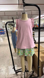 Pre-order GSD4217 girls pink floral sleeveless flower skirt outfits yoga