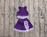 Pre-order GSD4225 girls purple bow sleeveless skirt outfits yoga
