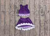 Pre-order GSD4225 girls purple bow sleeveless skirt outfits yoga