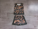 Pre-order GSD4233 girls camo sleeveless skirt outfits yoga