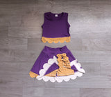 Pre-order GSD4267 girls orange checkered purple sleeveless scalloped skirt outfits yoga