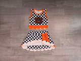 sample Pre-order GSD4281 girls A checkered sleeveless skirt bow outfits yoga
