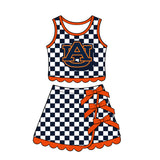 sample Pre-order GSD4281 girls A checkered sleeveless skirt bow outfits yoga
