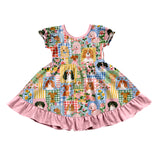 10.10 Pre-order GSD4335 girls puppy pink ruffle short sleeve dress