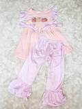 Halloween embroidered pink and purple girl outfit