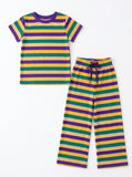 10.7 Pre-order GSPO2405 Baby Girls Mardi Gras stripe long sleeve pant outfits