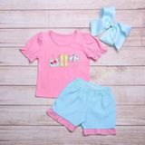 5.5 summer embroidery pink girl clothing