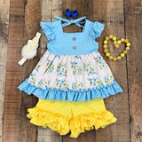 summer blue floral girls outfits