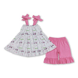 Matching Baby girls pink blue golf car clothing