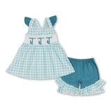 Matching Baby girls boys lineman plaid outfits