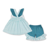 Matching Baby girls boys lineman plaid outfits