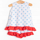 Sleeveless stars ruffle top shorts girls 4th of july clothes